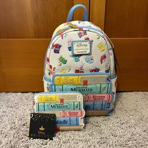 Loungefly Disney Princess Books Backpack with Matching Wallet